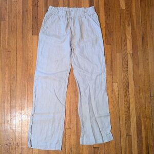 Chelsea & Theodore Cream 100% Linen Wide Leg Pants Size S